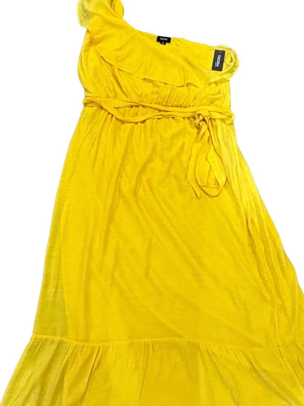 NWT Asymmetrical Tiered One Shoulder Midi Dress 2X Ruffle Belted Resort Summer - Picture 2 of 6